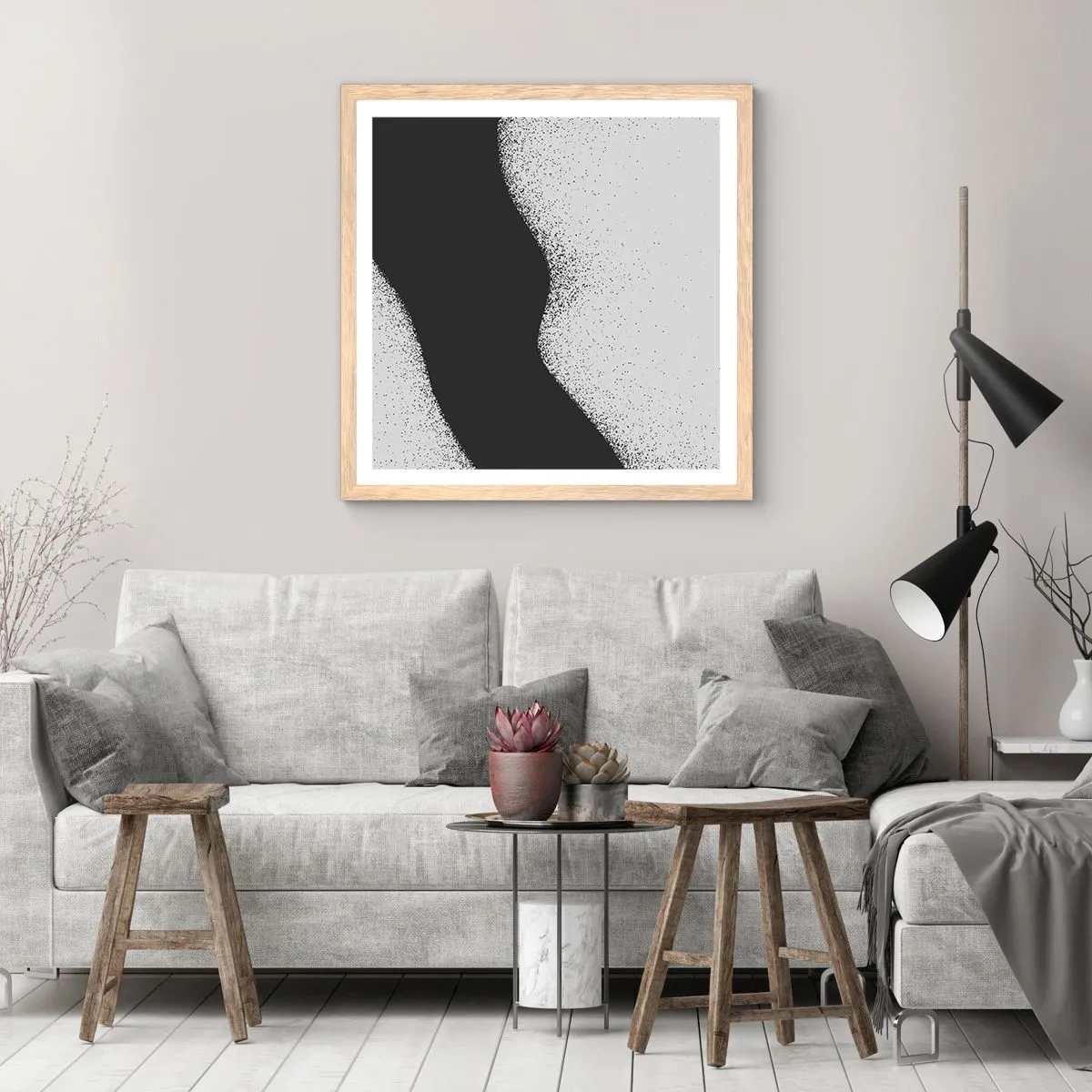 Affiche dans un chêne clair - Poster - Équilibre fluide - 30x30 cm