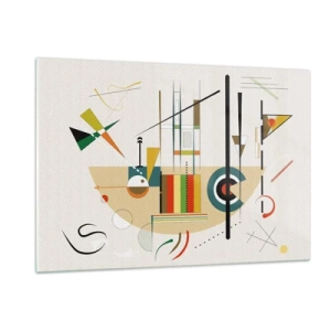 Impression sur verre - Image sur verre - Abstraction géométrique colorée sur fond clair - 120x80cm - Et le monde s’amuse - Décoration murale moderne pour le salon et la chambre ARTTOR