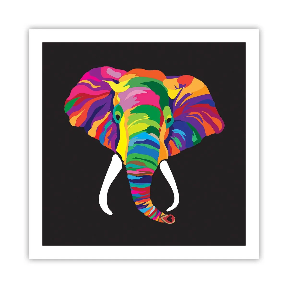 Affiche - Poster - L'éléphant qui aimait se baigner dans un arc-en-ciel - 60x60 cm