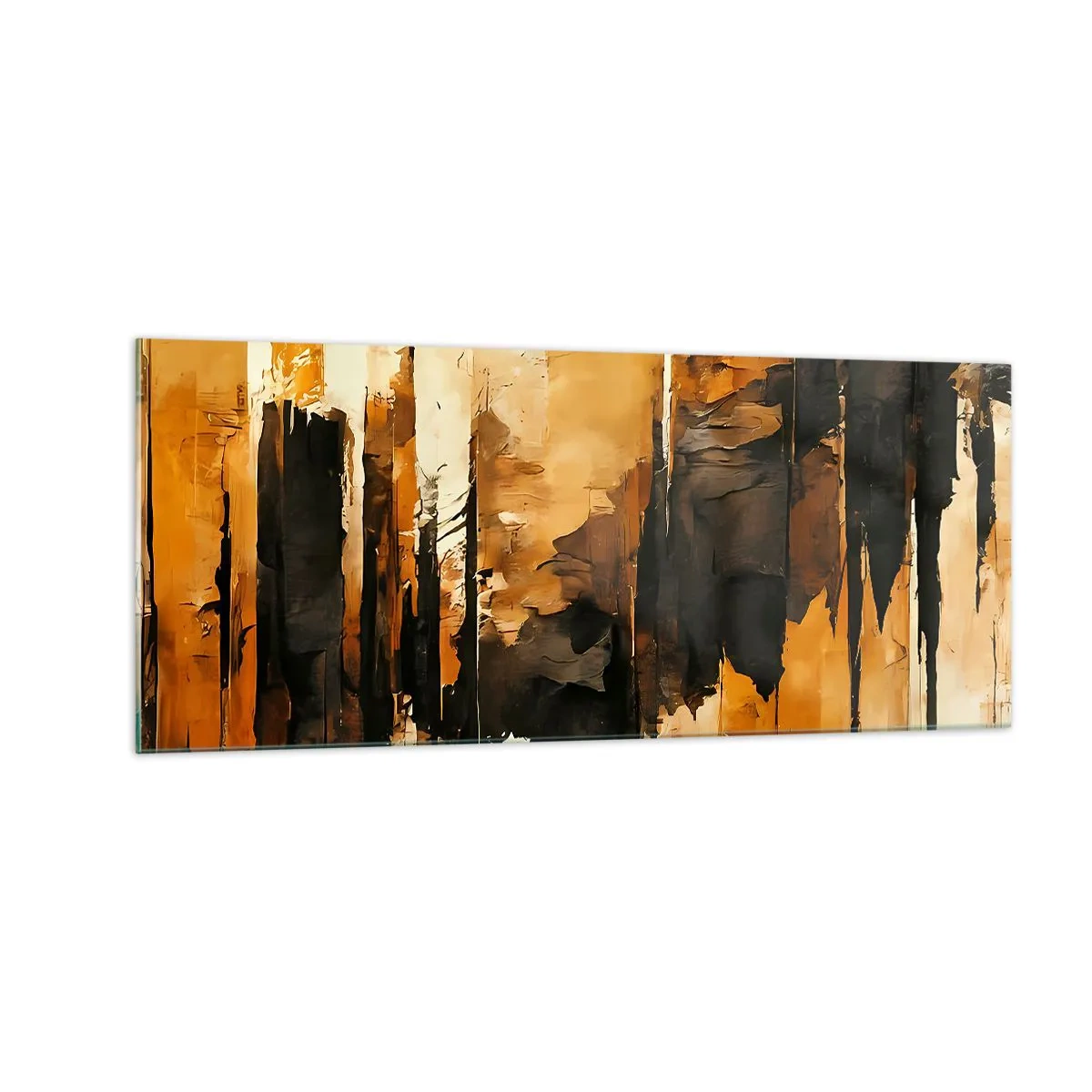 Impression sur verre - Image sur verre - Harmonie de noir et d'or - 100x40 cm