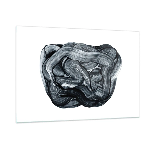 Impression sur verre - Image sur verre - Abstraction de coups de pinceau en noir et blanc - 120x80cm - Ce n'est pas si simple - Décoration murale moderne pour le salon et la chambre ARTTOR