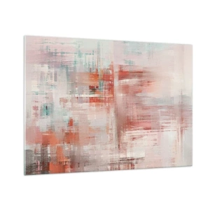 Impression sur verre - Image sur verre - Une composition abstraite dans les tons de rouge et de beige. - 100x70cm - Brumeux. Mais rose - Décoration murale moderne pour le salon et la chambre ARTTOR