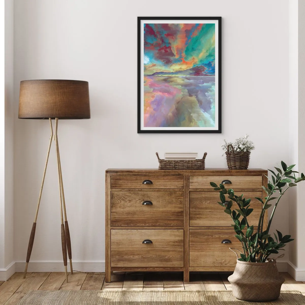 Affiche dans un cadre noir - Poster - Ciel coloré dans une interprétation artistique - 50x70cm - Deux paradis - Décoration murale moderne pour le salon et la chambre ARTTOR