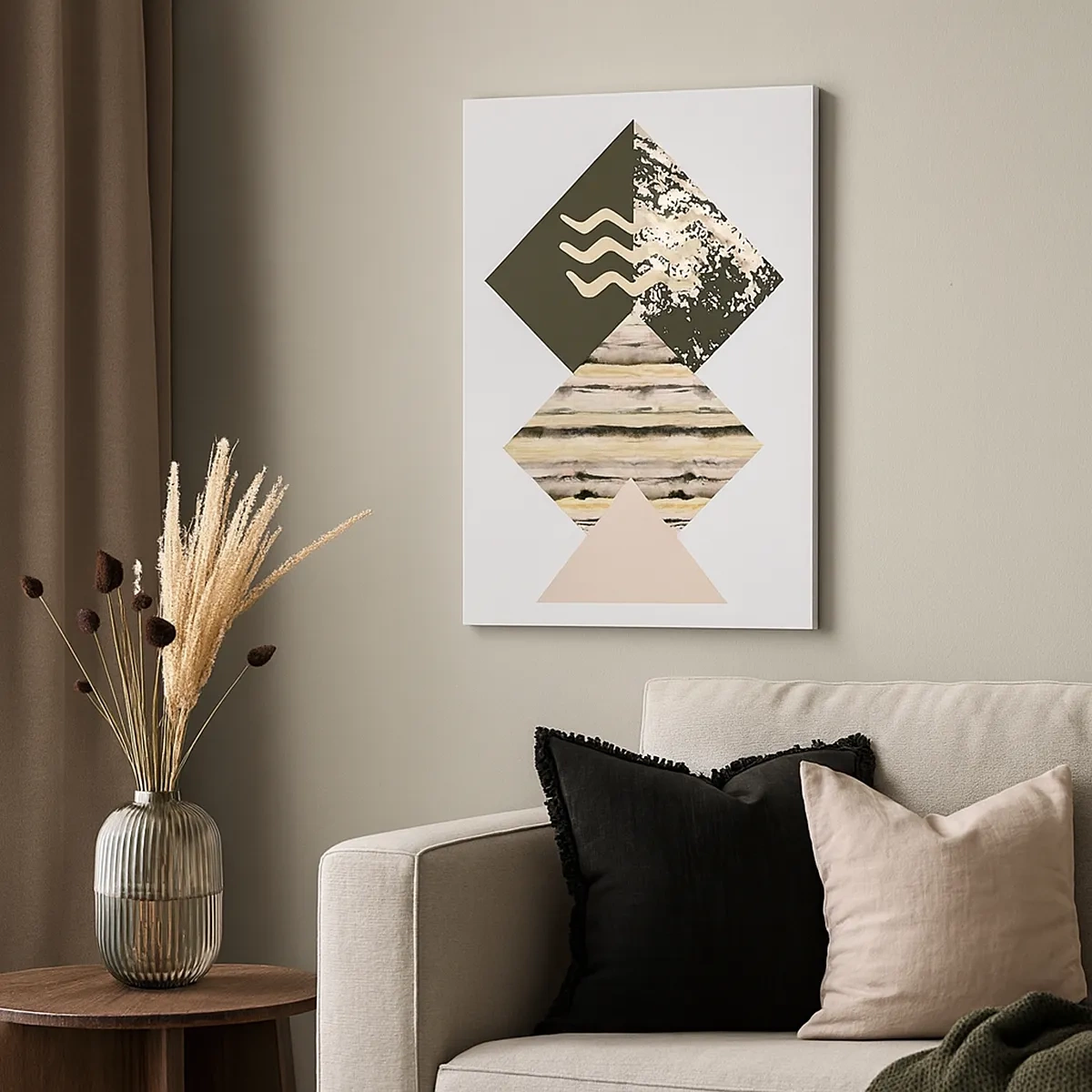 Impression sur toile - Image sur toile - Formes géométriques avec des motifs abstraits - 50x70cm - Pas si simple - Décoration murale moderne pour le salon et la chambre ARTTOR