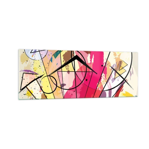 Impression sur verre - Image sur verre - Abstraction avec des lignes et des formes géométriques - 140x50cm - Explosion - Décoration murale moderne pour le salon et la chambre ARTTOR