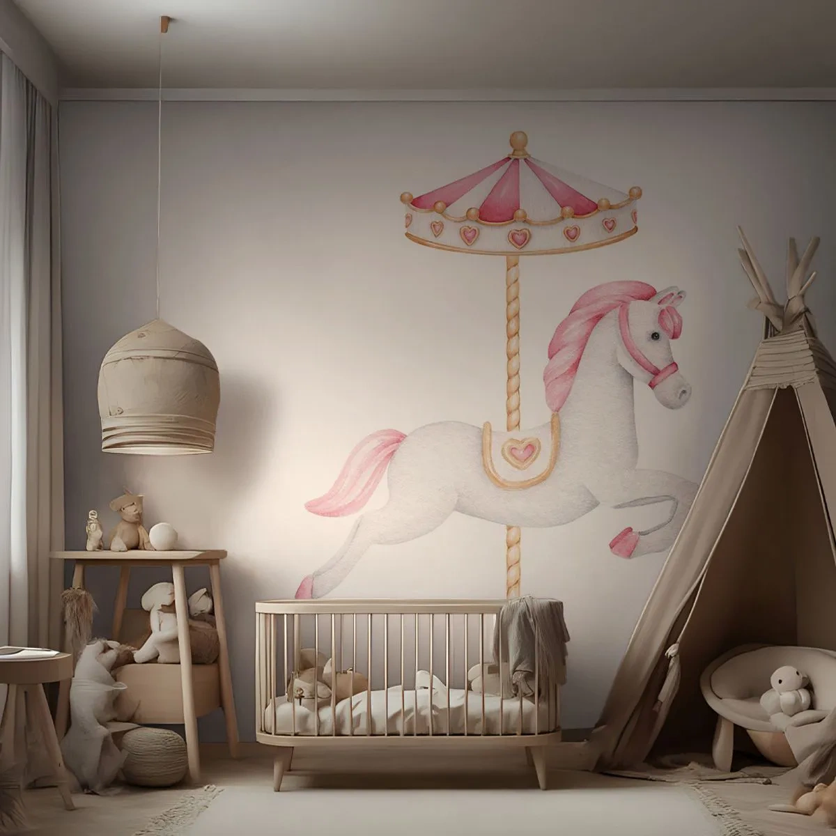 Papier Peint Photo Premium Canvas - Les sabots en avant - Cheval, Manège, De petite fille - 400x280 cm