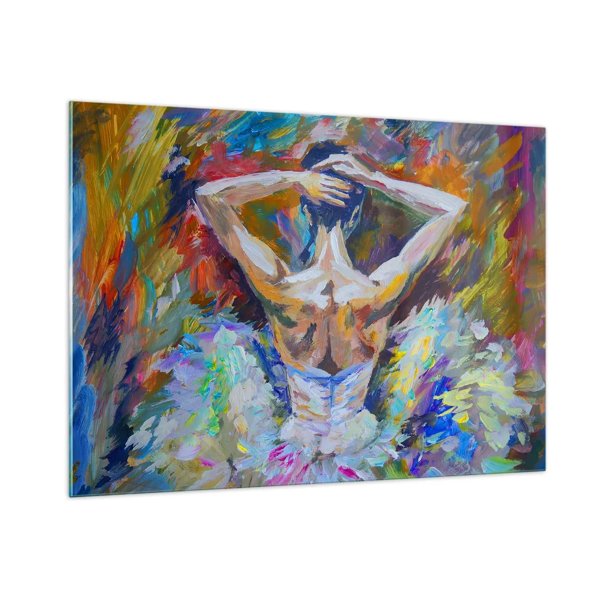 Impression sur verre - Image sur verre - Une ballerine au style expressif, coloré et pictural - 100x70cm - Il se peut que ce soit tout - Décoration murale moderne pour le salon et la chambre ARTTOR