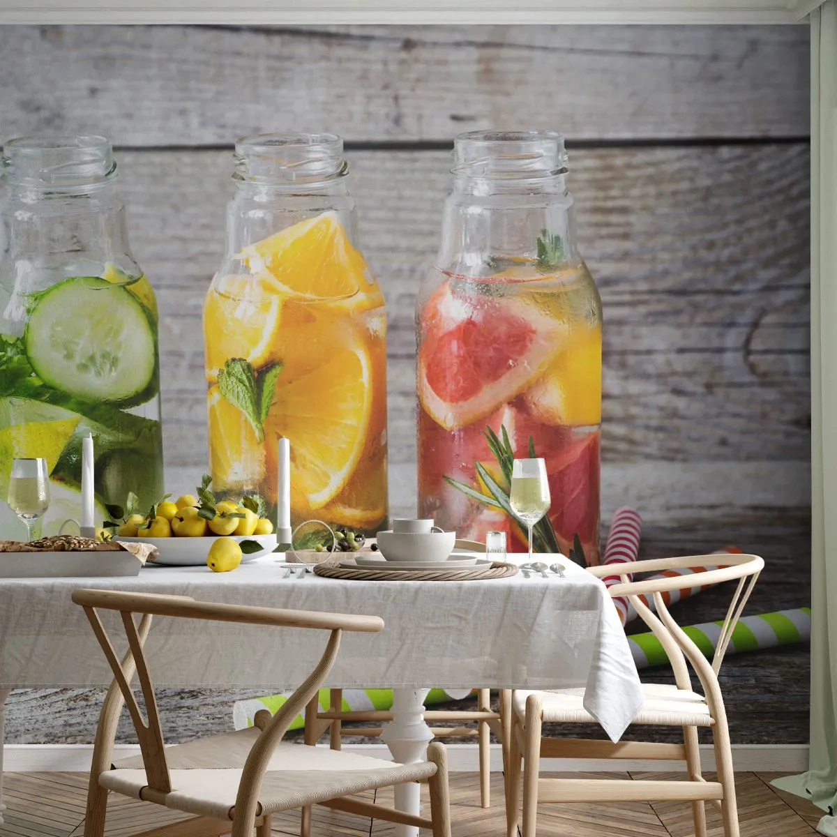 Papier Peint Autocollant Deluxe Sticker - Sain par nature - La gastronomie, Boisson fruitée, Fruit - 250x175 cm