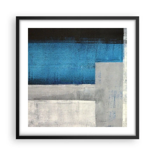 Affiche dans un cadre noir - Poster - Une composition poétique de gris et de bleu - 50x50 cm