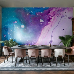 Papier Peint Photo Premium Sand - Composition abstraite dans les tons de bleu et de violet - 100x70cm - Yin et yang - Décoration murale moderne pour le salon et la chambre ARTTOR