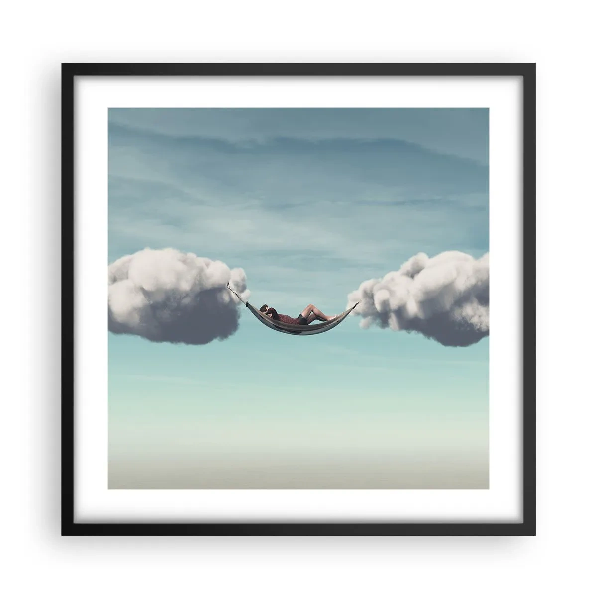 Affiche dans un cadre noir - Poster - Instant de bonheur - 50x50 cm