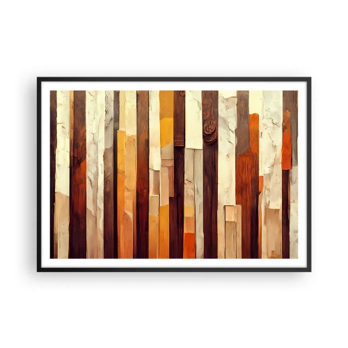 Affiche dans un cadre noir - Poster - Composition géométrique dans les tons de bois et d'or - 100x70cm - Hymne des arbres forestiers - Décoration murale moderne pour le salon et la chambre ARTTOR