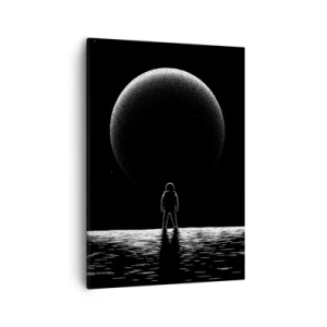 Impression sur toile - Image sur toile - Un astronaute avec en arrière-plan une grande planète dans l'espace - 50x70cm - Face à face - Décoration murale moderne pour le salon et la chambre ARTTOR