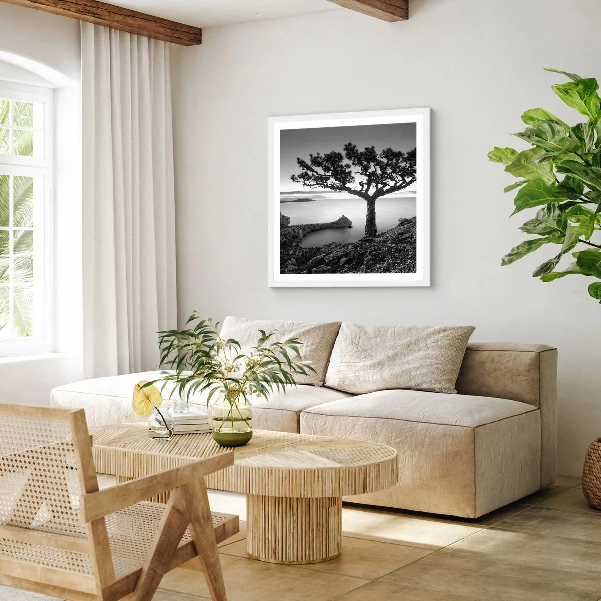 Affiche dans un cadre blanc - Poster - Paix jusqu'à l'horizon - 50x50 cm