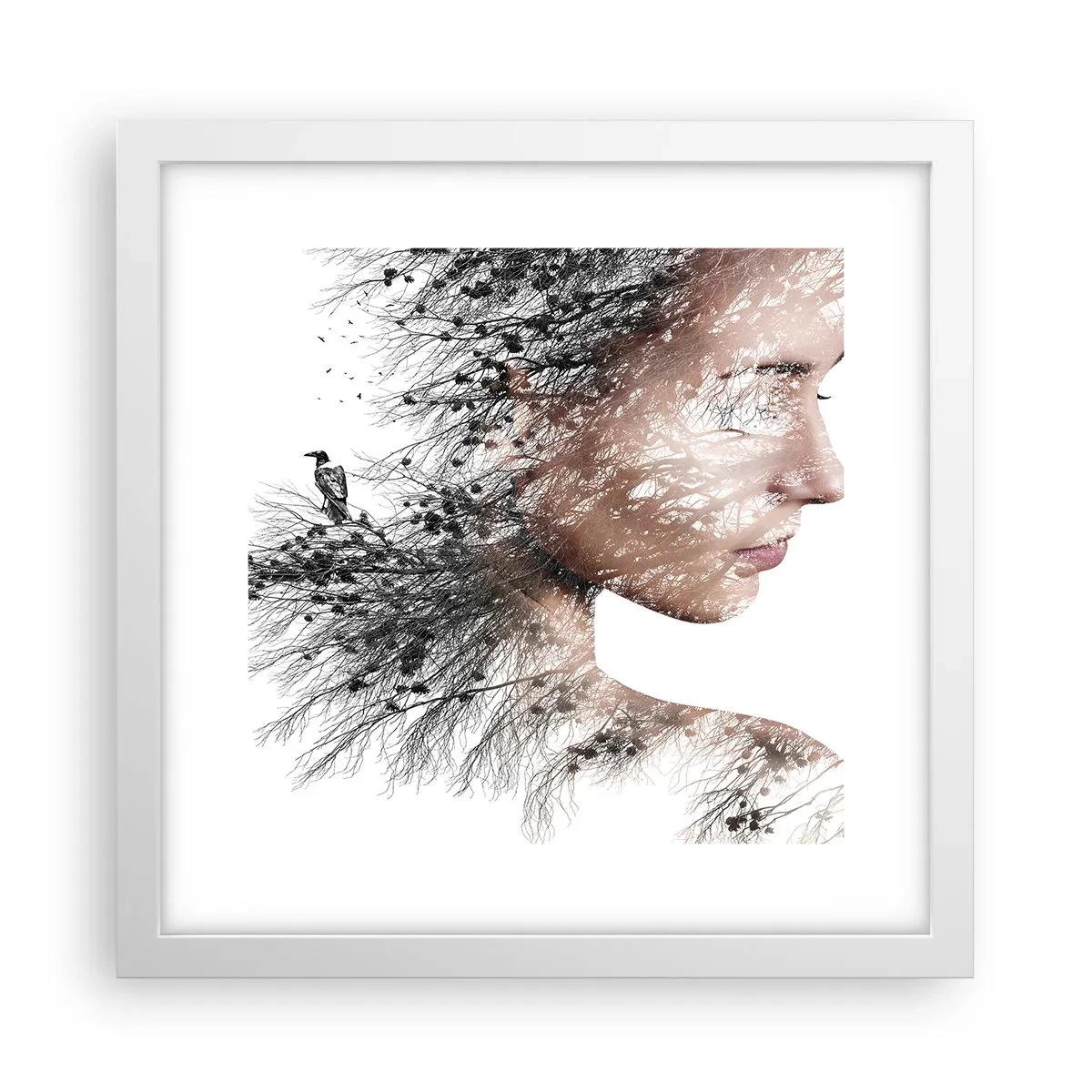 Affiche dans un cadre blanc - Poster - L'âme de la forêt - 30x30 cm
