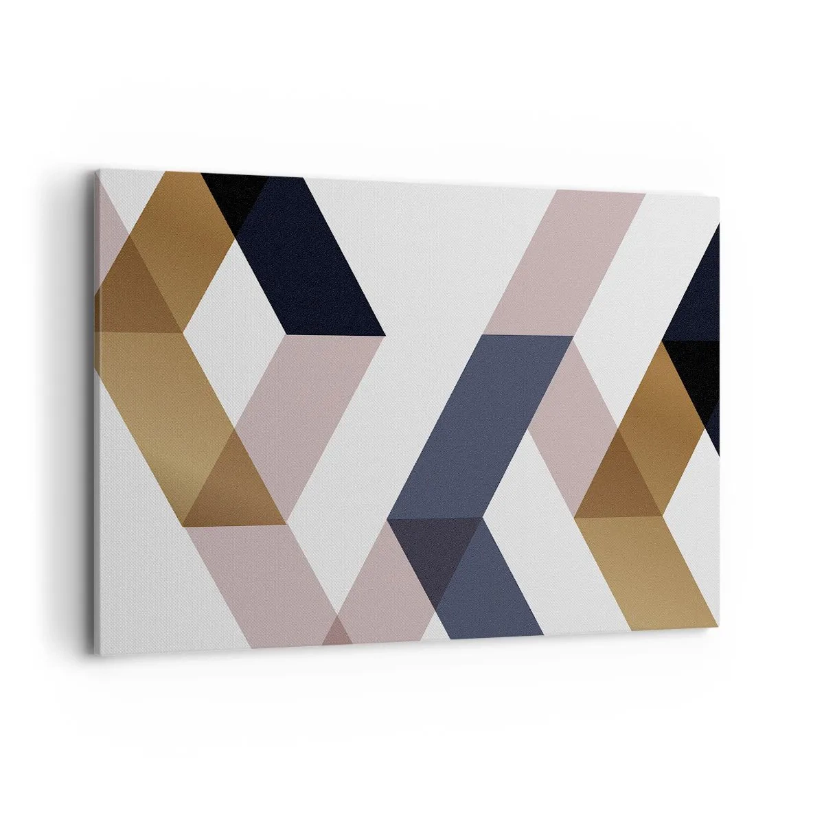 Impression sur toile - Image sur toile - Motifs géométriques dans les tons or et bleu marine - 120x80cm - Plats et angles - Décoration murale moderne pour le salon et la chambre ARTTOR