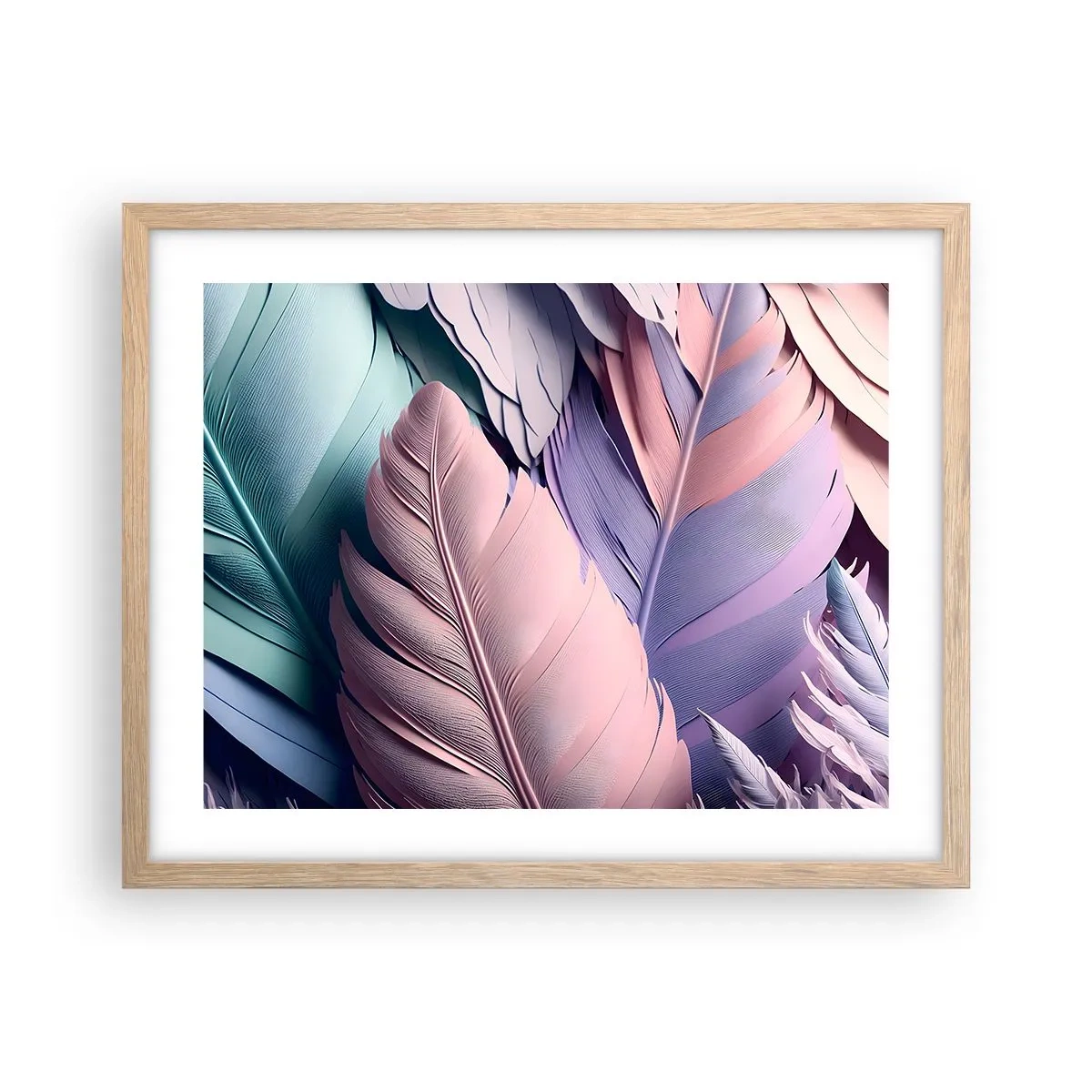 Affiche dans un chêne clair - Poster - Oiseau chic - 50x40 cm