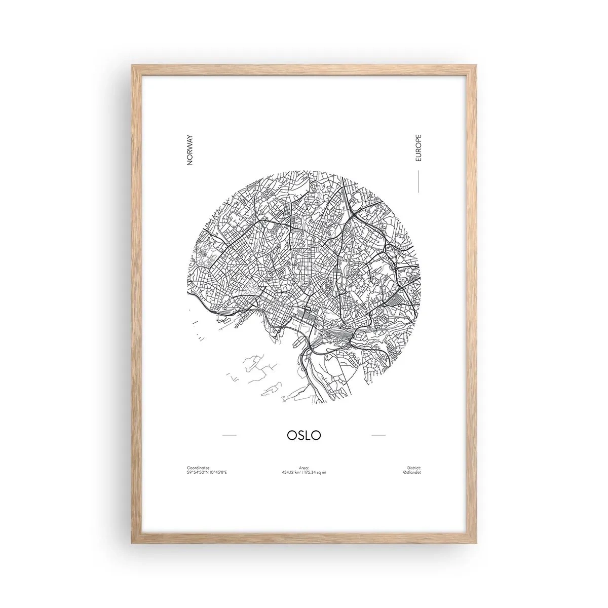 Affiche dans un chêne clair - Poster - Anatomie d’Oslo - 50x70 cm
