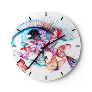 Horloge murale - Pendule murale - Charme des yeux de conte de fées - 40x40 cm