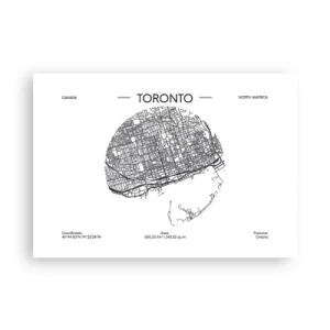 Affiche - Poster - Une carte de Toronto dans un style minimaliste en noir et blanc - 100x70cm - Anatomie de Toronto - Décoration murale moderne pour le salon et la chambre ARTTOR