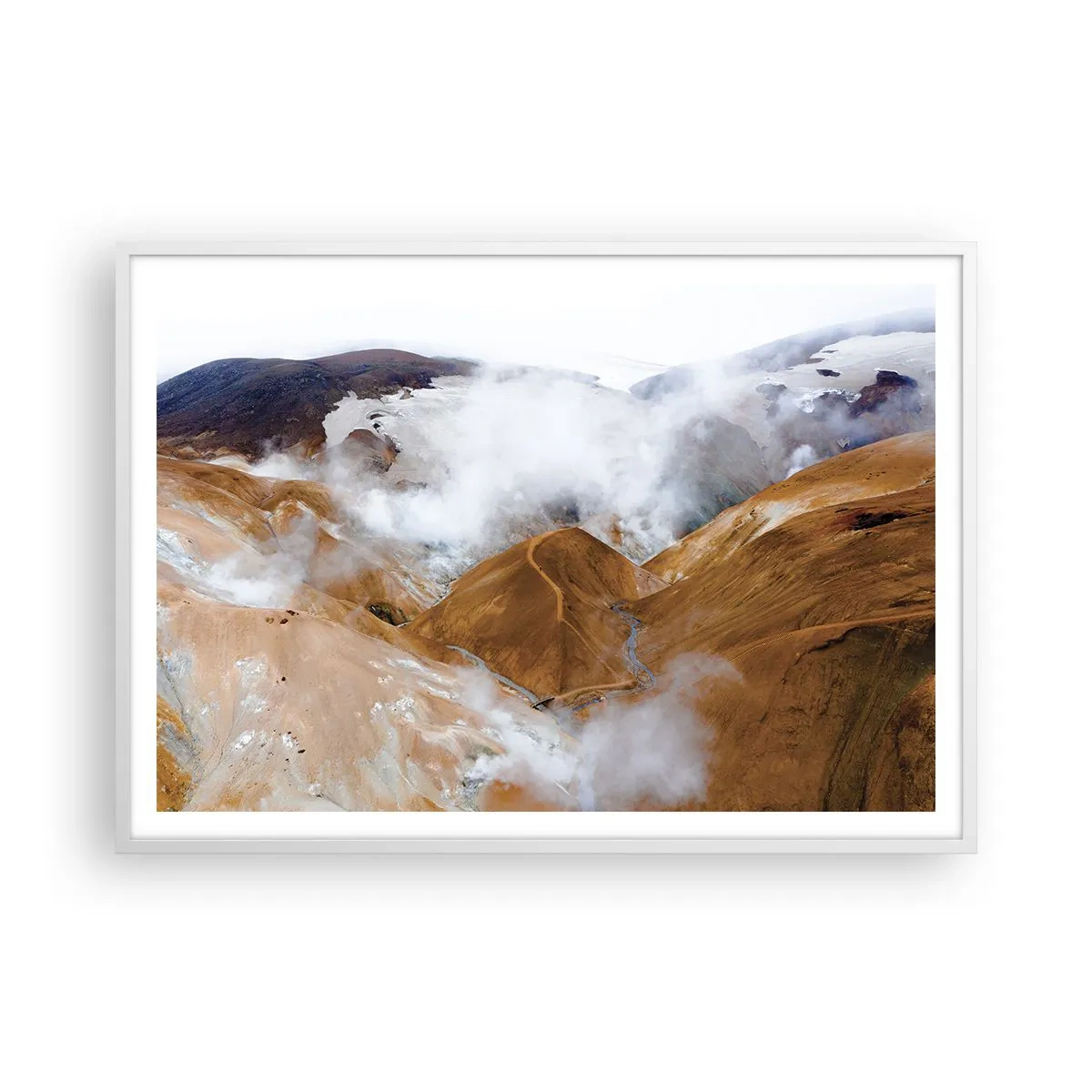 Affiche dans un cadre blanc - Poster - Le charme brut de l'Islande - 100x70 cm