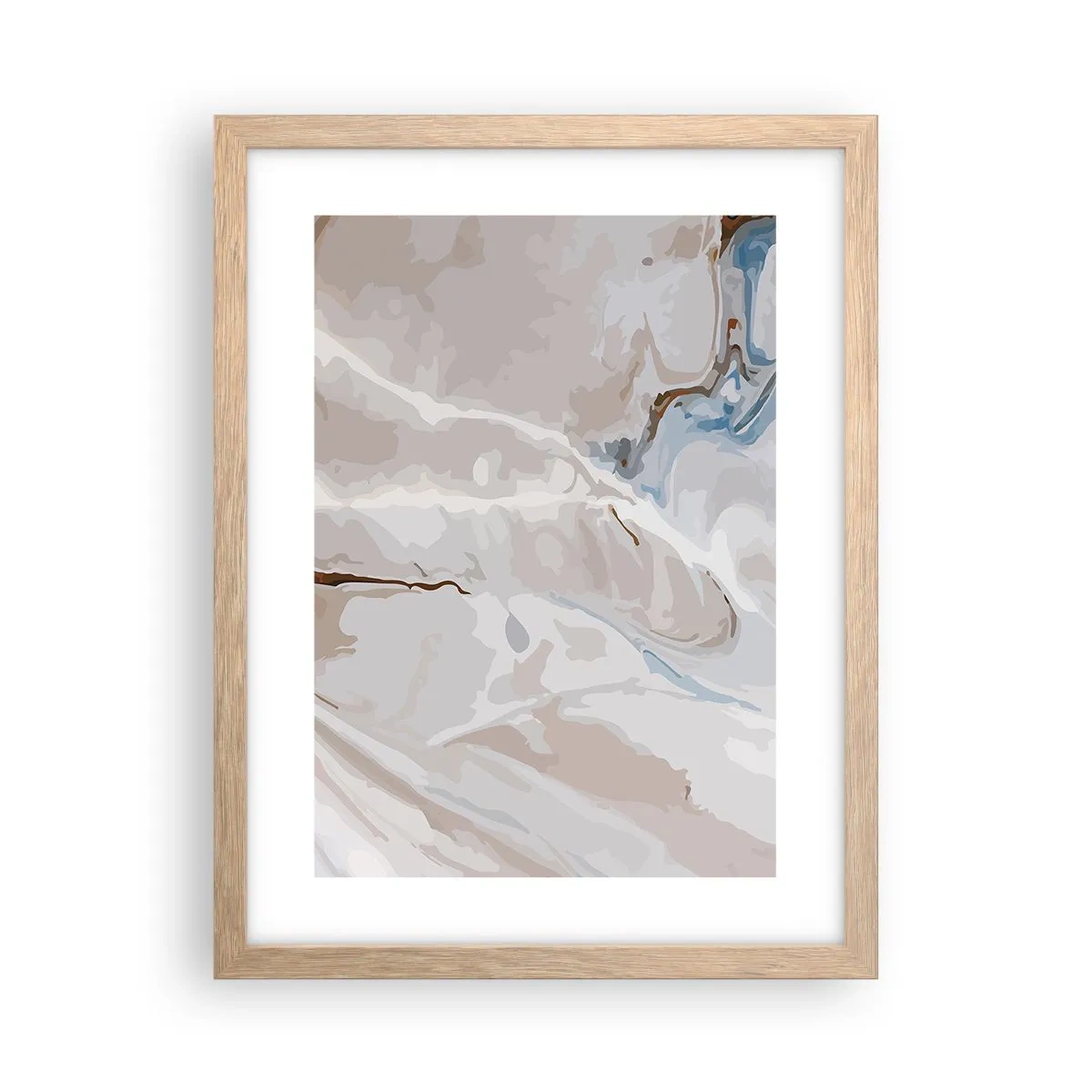 Affiche dans un chêne clair - Poster - Le bleu serpente sous le blanc - 30x40 cm