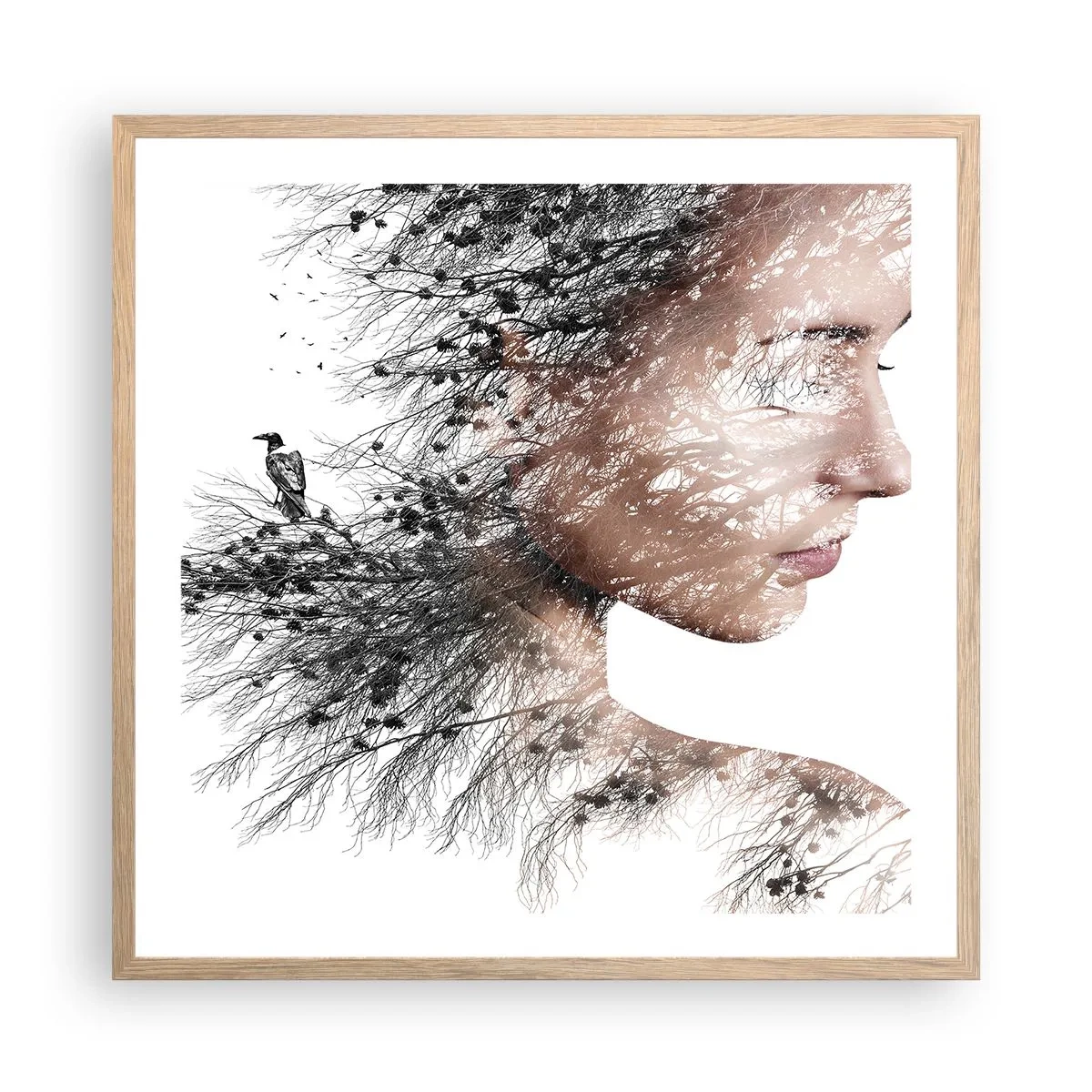 Affiche dans un chêne clair - Poster - L'âme de la forêt - 60x60 cm