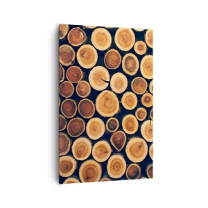 Impression sur toile - Image sur toile - Modèle réalisé à partir de sections transversales de bûches de bois - 80x120cm - Quel âge je semble avoir ? - Décoration murale moderne pour le salon et la chambre ARTTOR