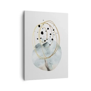 Impression sur toile - Image sur toile - Abstraction minimaliste avec un motif géométrique et des lignes dorées - 50x70cm - Emmêlement de l'espace - Décoration murale moderne pour le salon et la chambre ARTTOR
