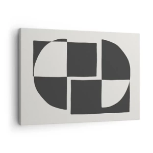 Impression sur toile - Image sur toile - Formes géométriques abstraites en noir et blanc - 70x50cm - Antithèse - Synthèse - Décoration murale moderne pour le salon et la chambre ARTTOR