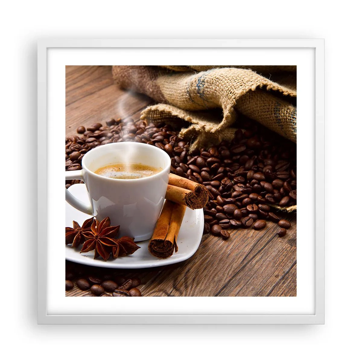 Affiche dans un cadre blanc - Poster - Saveur et arôme épicés - 50x50 cm