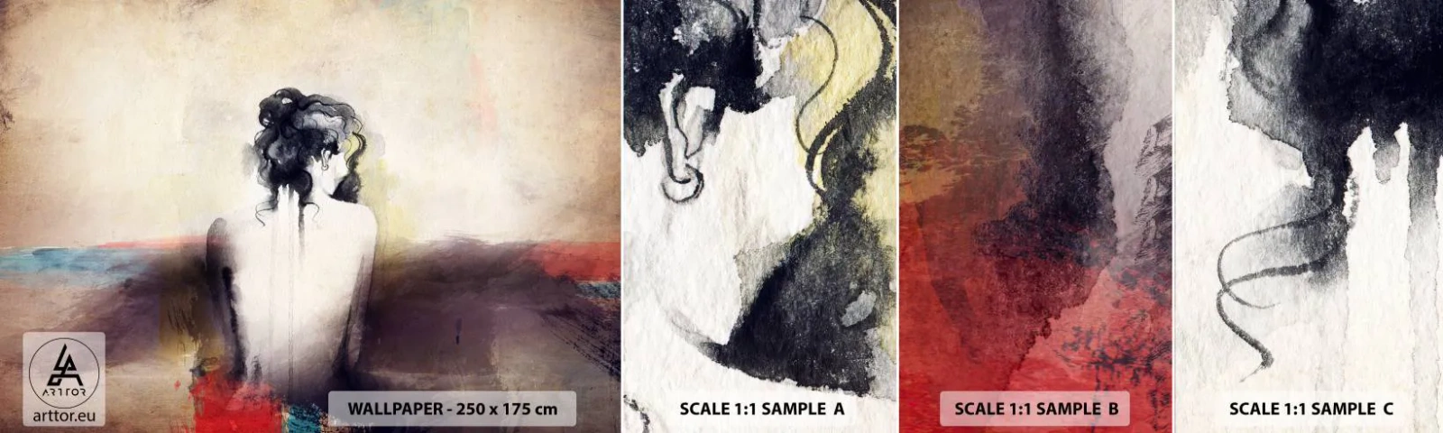 Échantillon de Papier Peint Autocollant Deluxe Sticker - Lignes lisses, formes ovales - Femme, Corps, Morceau - 100x30 cm