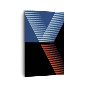 Impression sur toile - Image sur toile - Lignes géométriques dans les tons de rouge et de bleu - 80x120cm - Histoire simple - Décoration murale moderne pour le salon et la chambre ARTTOR