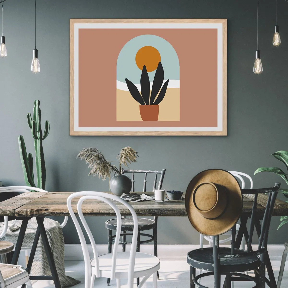 Affiche dans un chêne clair - Poster - Petits bonheurs - 70x50 cm