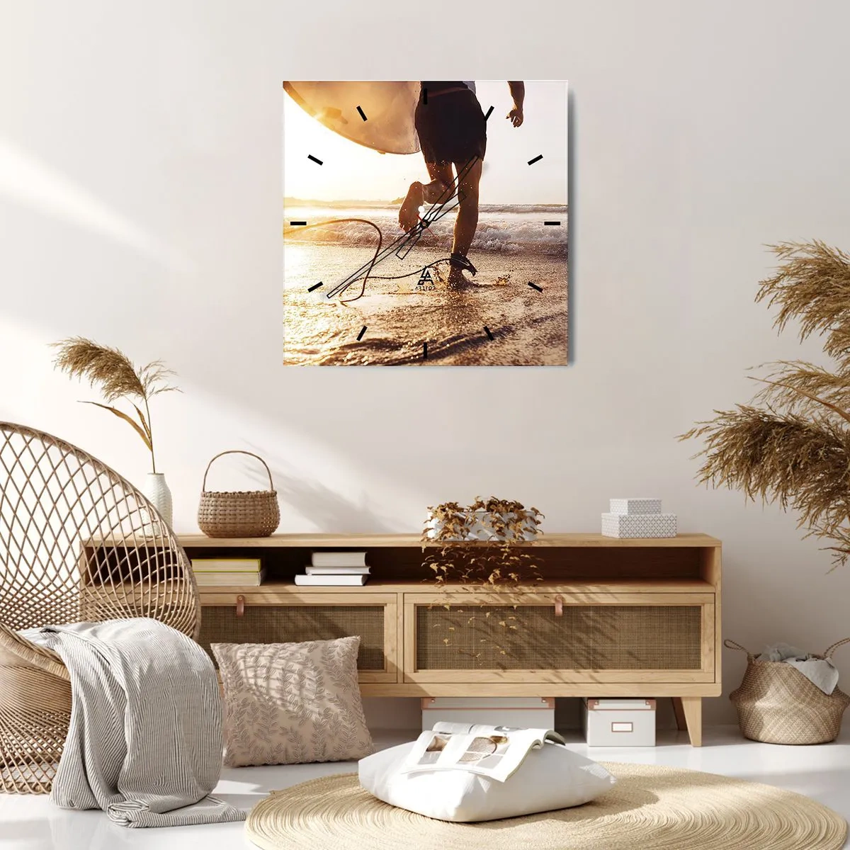 Horloge murale - Pendule murale - A la rencontre des vagues - 40x40 cm