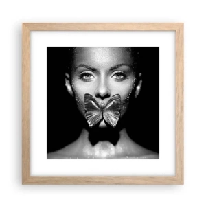 Affiche dans un chêne clair - Poster - Baiser papillon - 30x30 cm