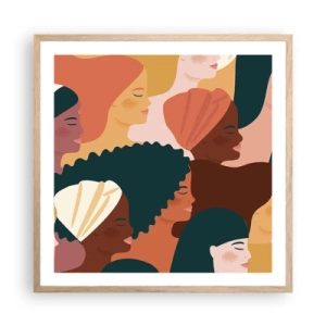 Affiche dans un chêne clair - Poster - Uniquement la féminité - 60x60 cm