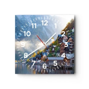 Horloge murale - Pendule murale - Ambiance alpine - 30x30 cm