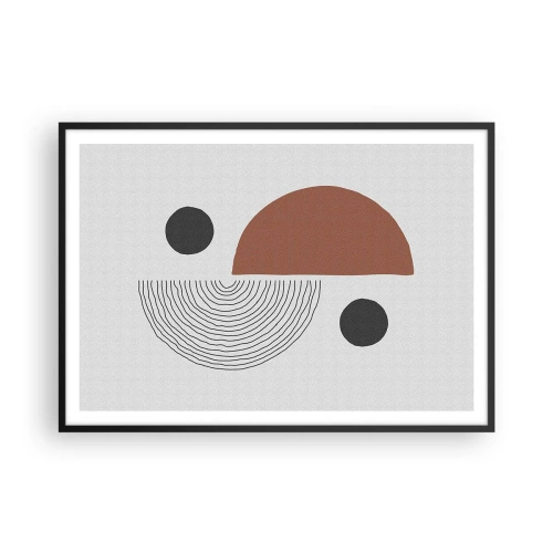 Affiche dans un cadre noir - Poster - Formes géométriques dans les tons de marron et de noir - 100x70cm - Perfection de la roue - Décoration murale moderne pour le salon et la chambre ARTTOR