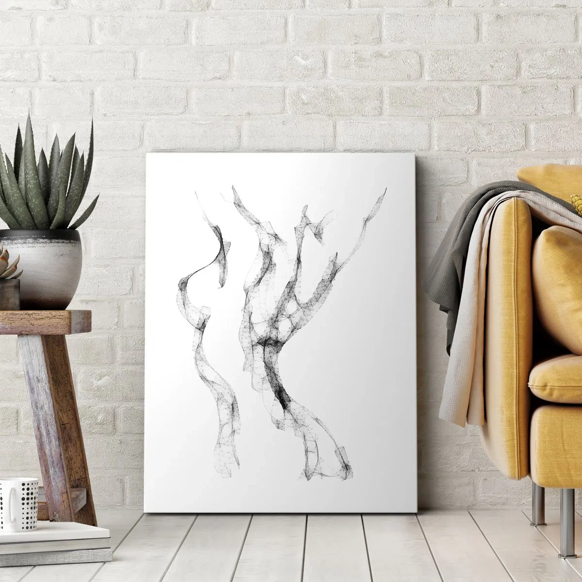 Impression sur toile - Image sur toile - Des lignes délicates et abstraites ressemblant à des traînées de fumée sur un fond clair - 50x70cm - Belle et forte - Décoration murale moderne pour le salon et la chambre ARTTOR