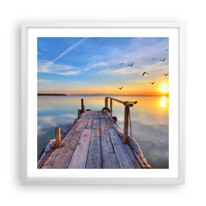 Affiche dans un cadre blanc - Poster - Marcher droit vers le soleil - 50x50 cm