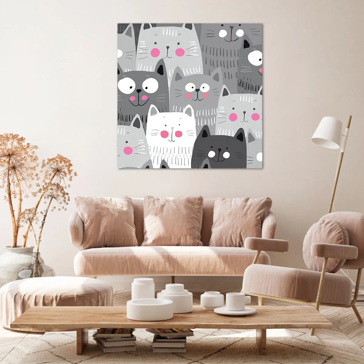 Impression sur toile - Image sur toile - Le monde des chats - 50x50 cm