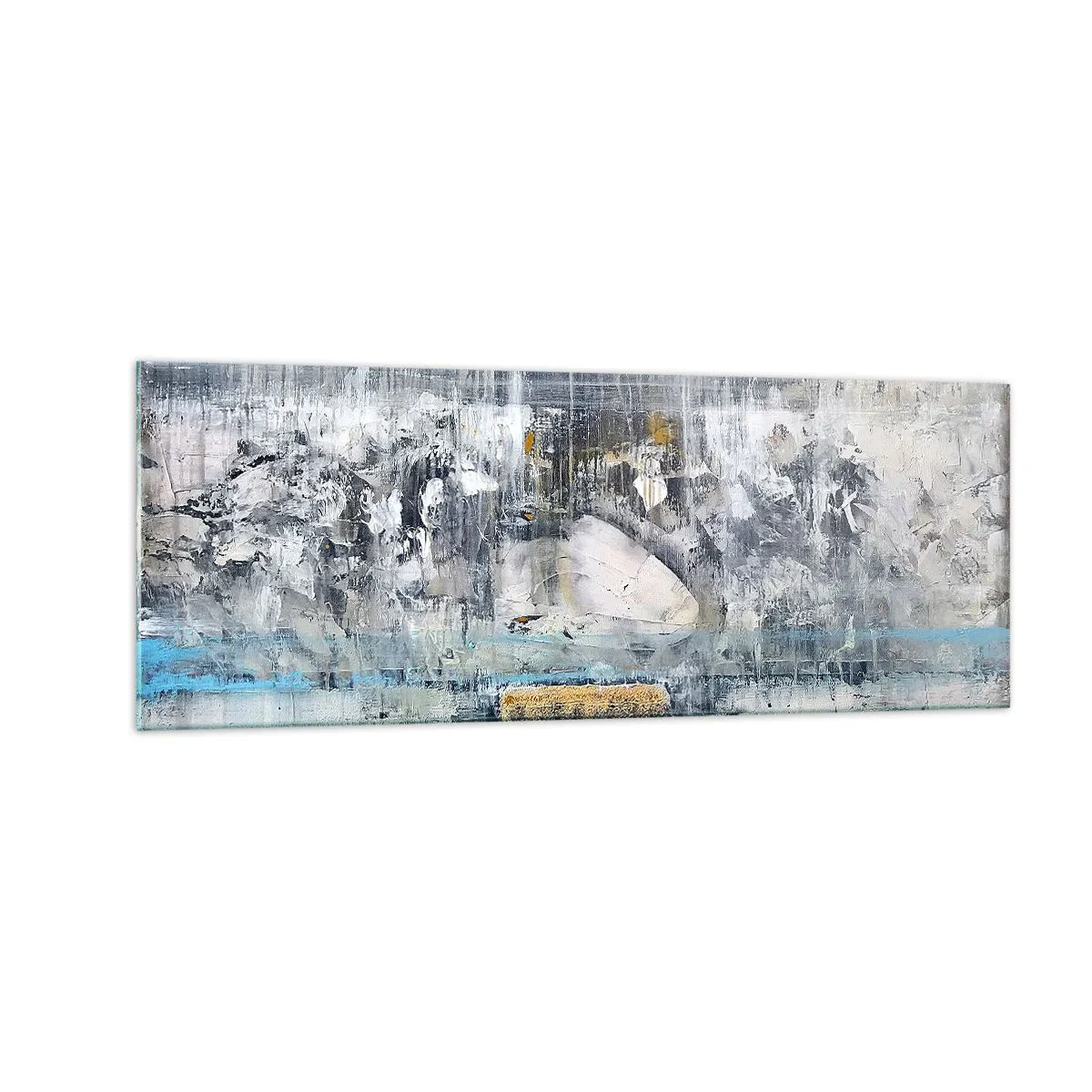 Impression sur verre - Image sur verre - Composition abstraite aux tons froids - 140x50cm - Comme sur la glace, comme après décembre - Décoration murale moderne pour le salon et la chambre ARTTOR