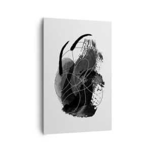 Impression sur toile - Image sur toile - Abstraction en noir et or sur fond blanc - 80x120cm - Fait de noir - Décoration murale moderne pour le salon et la chambre ARTTOR