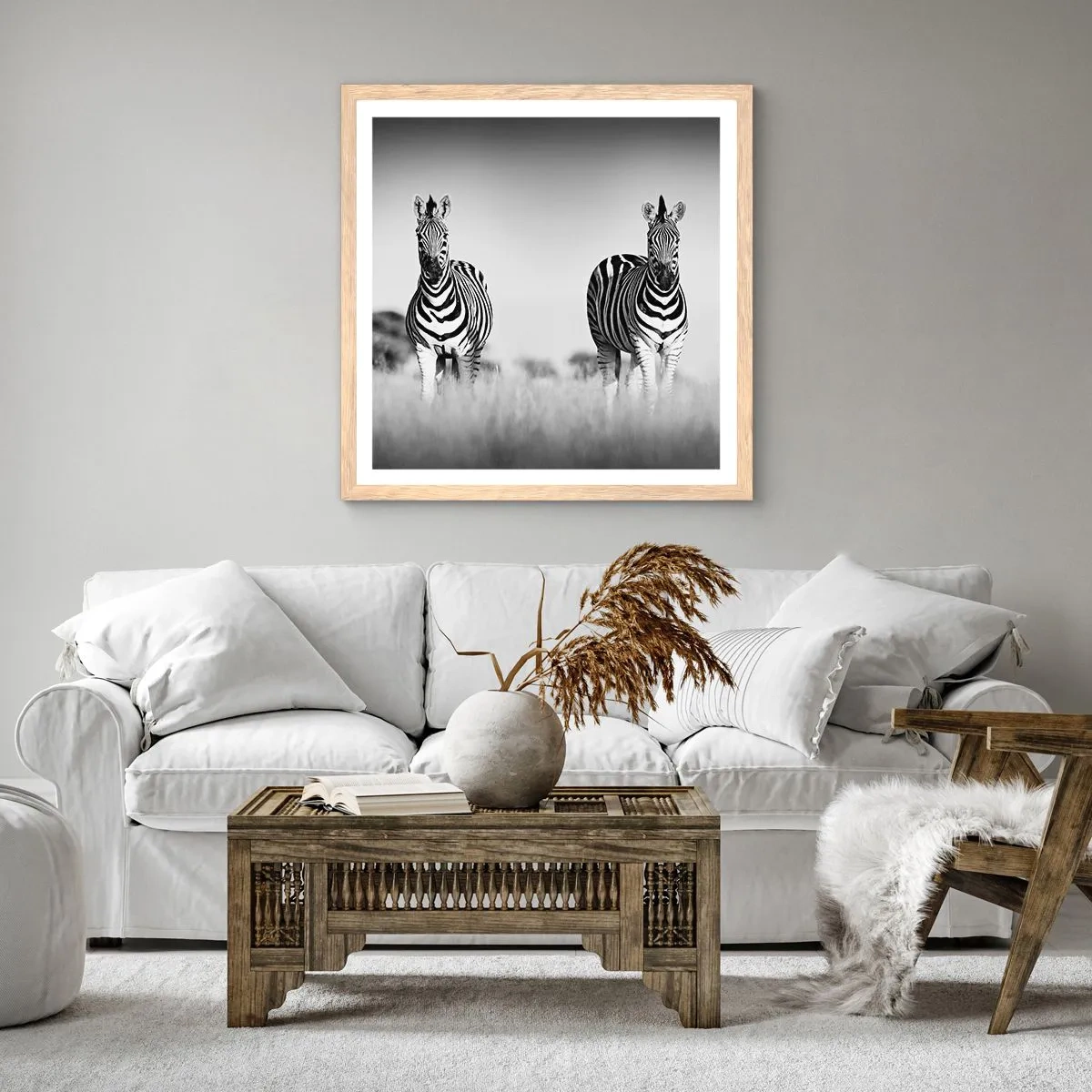 Affiche dans un chêne clair - Poster - Le monde est bel et bien noir et blanc - 60x60 cm