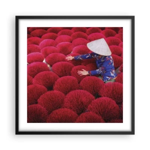 Affiche dans un cadre noir - Poster - Dans un champ de riz - 50x50 cm