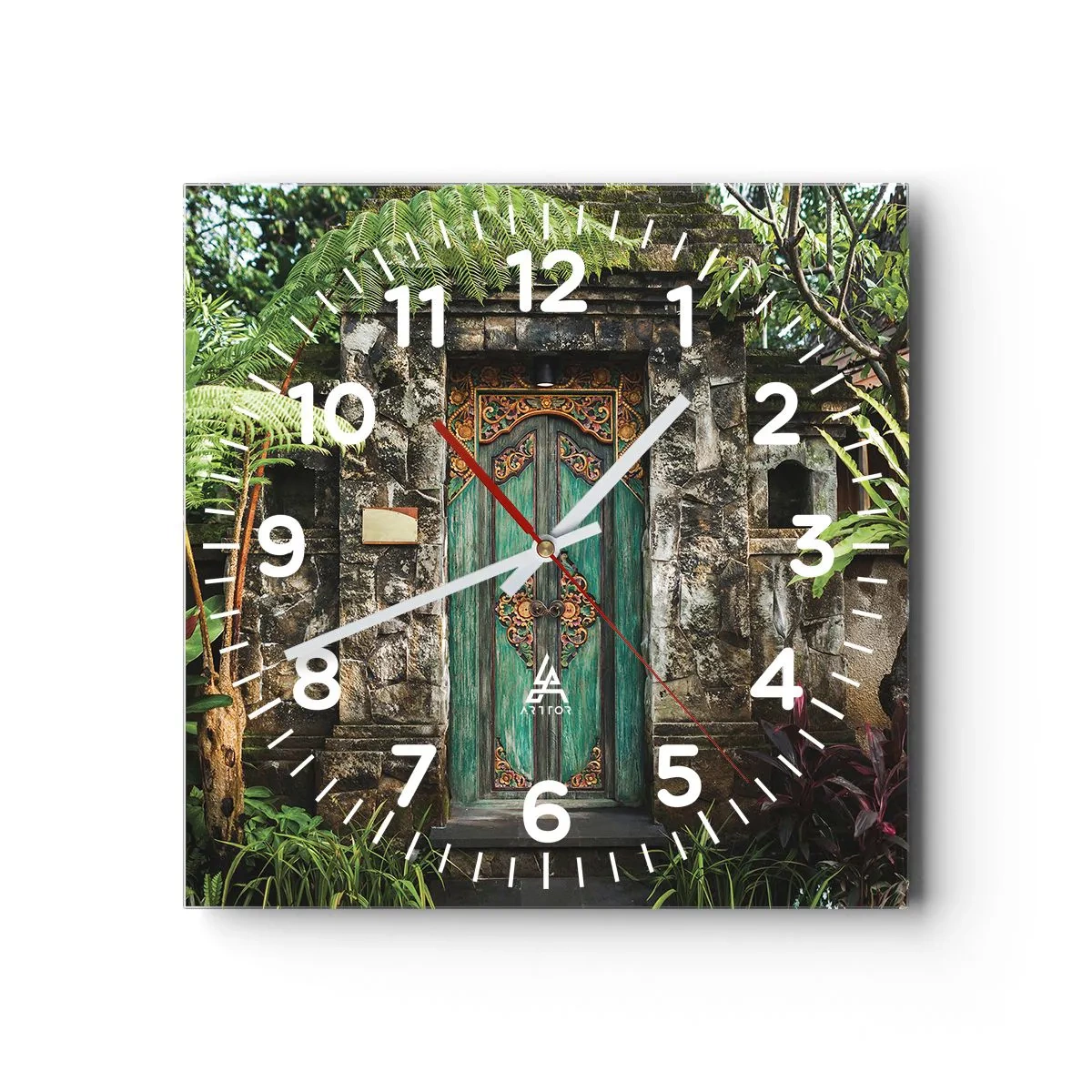 Horloge murale - Pendule murale - Porte vers un monde exotique - 30x30 cm