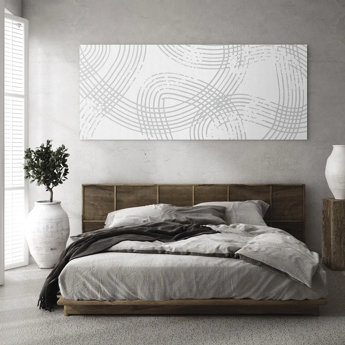 Impression sur verre - Image sur verre - Un motif subtil avec des lignes entrelacées dans des tons clairs - 140x50cm - Il n'y a pas de chemin droit - Décoration murale moderne pour le salon et la chambre ARTTOR