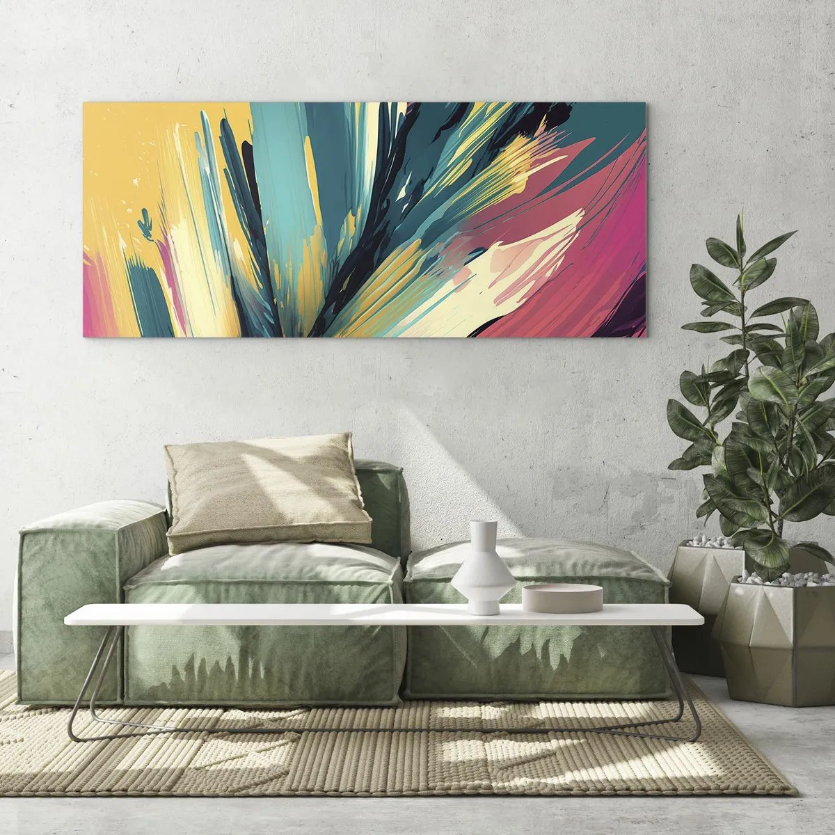 Impression sur verre - Image sur verre - Composition – une explosion de joie - 90x30 cm