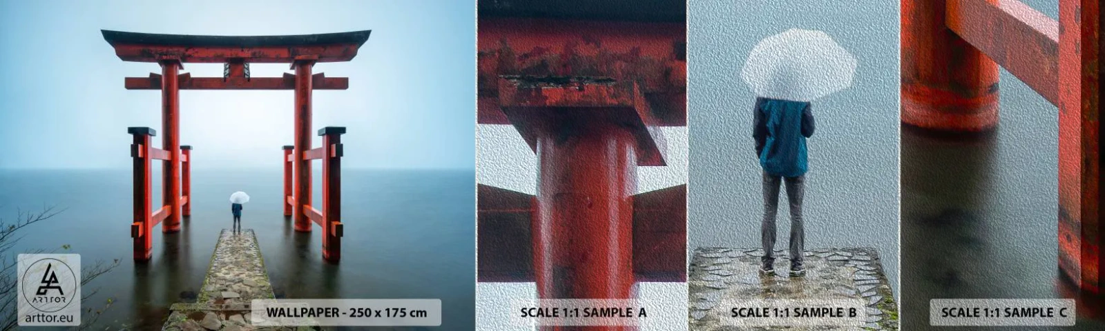 Échantillon de Papier Peint Premium Sand - Rêverie japonnaise - Asie, Temple de Hakone, Japon - 100x30 cm